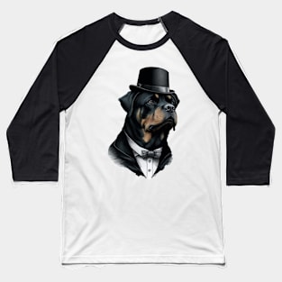 Rottweiler Funny Top Hat Baseball T-Shirt